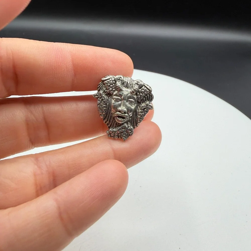 Jim Clift Bacchus God of Wine Pewter Pin Greek Roman Mythology Figural Brooch